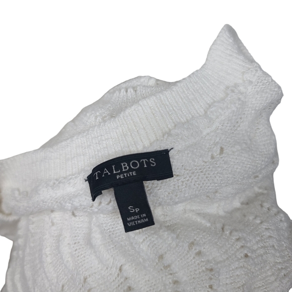 Talbots White Knit Sweater Petite SP - Picture 6 of 7
